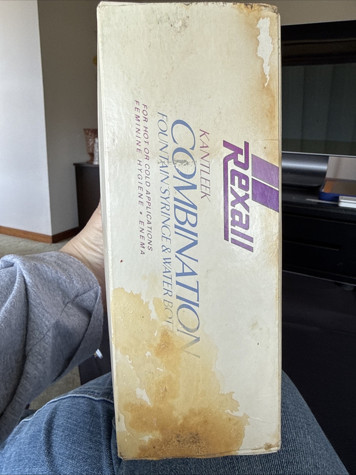 Vintage Rexall Kantleek Water Bottle Fountain Syringe Mustard Comes With Box NOS