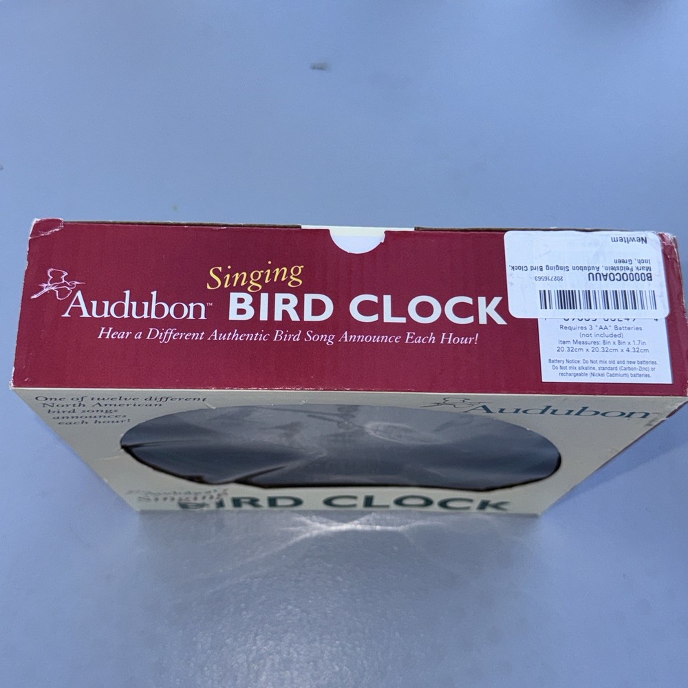 Audubon 8" Singing Bird Wall Clock (Green Frame)