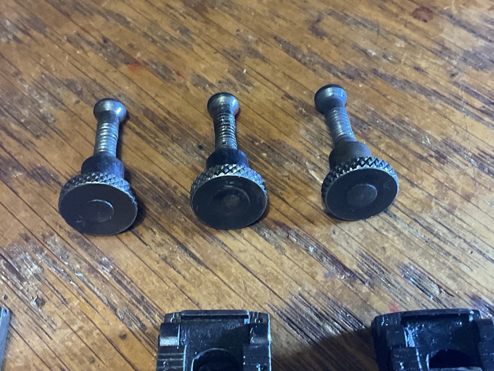 Remington 1903 sight base, leaf, slide, elevation, windage knobs marked R. 1 set