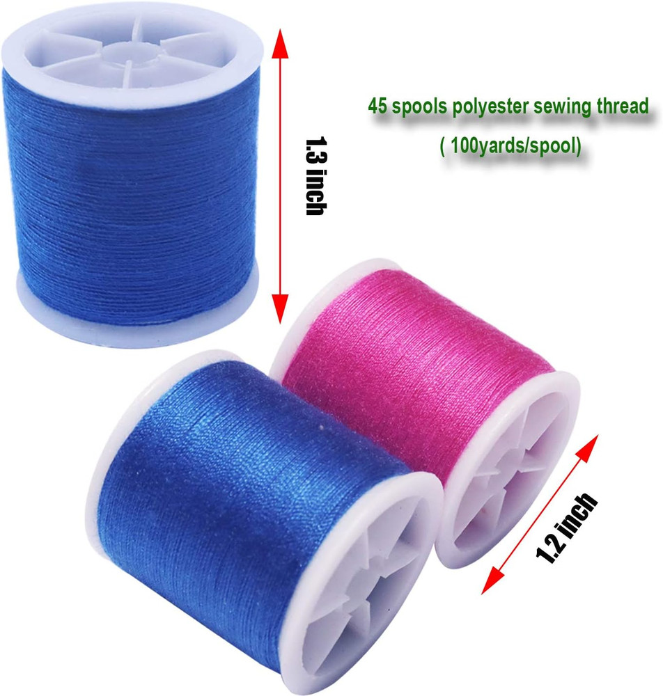 45 spools Sewing Thread Kits Polyester for Hand & Machine Sewing,100yards Each,T