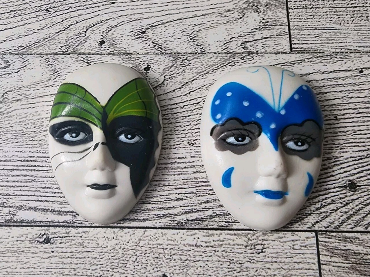 Vintage HARLEQUIN Face Mask Magnets Fridge Clown Asuka ART DECO 2"