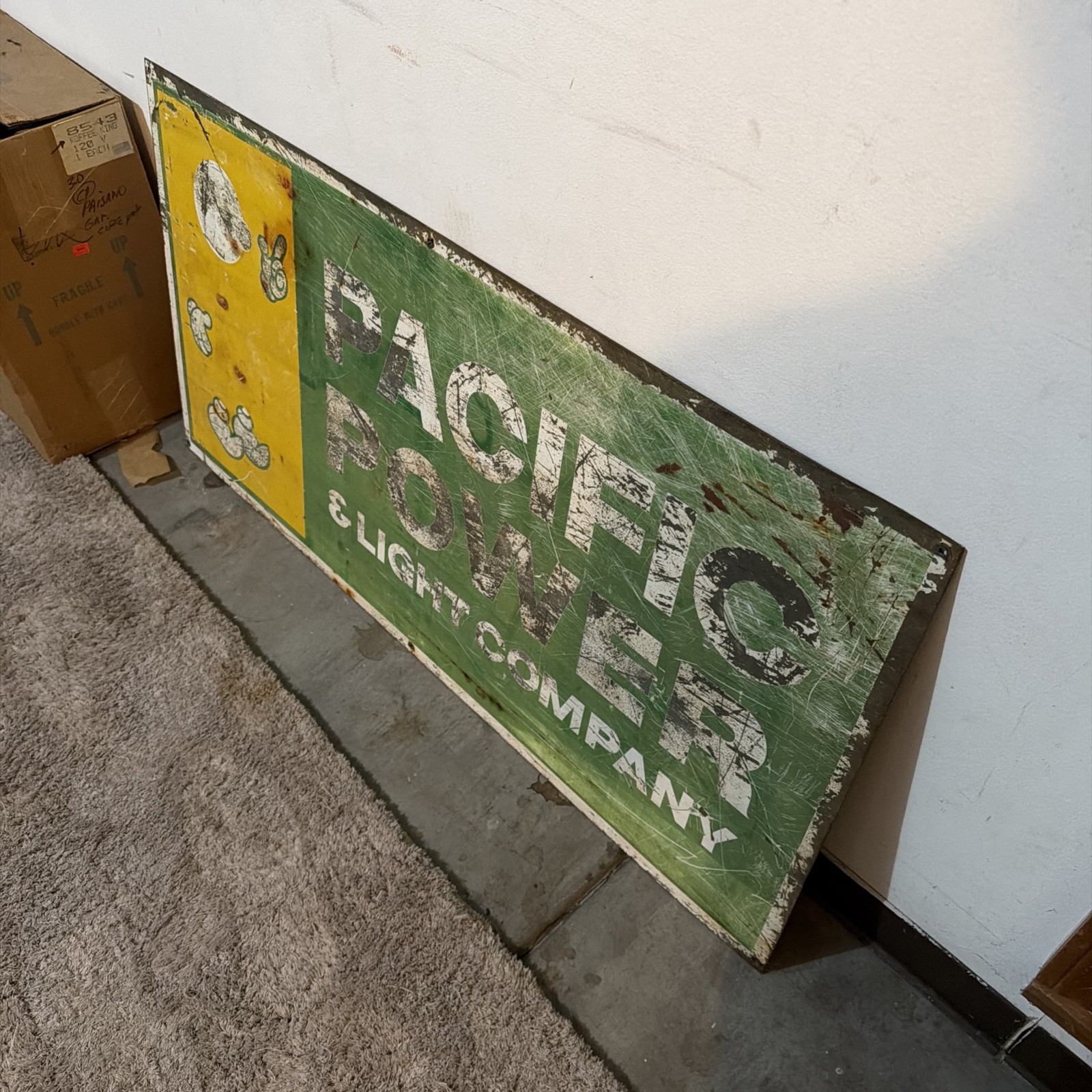 Vintage Pacific Power & Light Co Metal Utility Sign 48”x24”