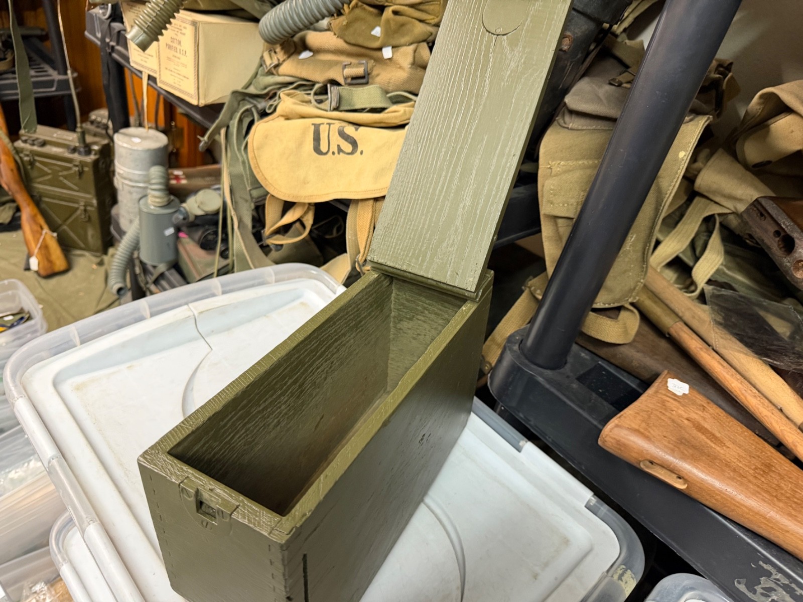 ORIGINAL WWI WWII US ARMY M1917 BROWNING 1919 WOODEN AMMO CHEST BOX