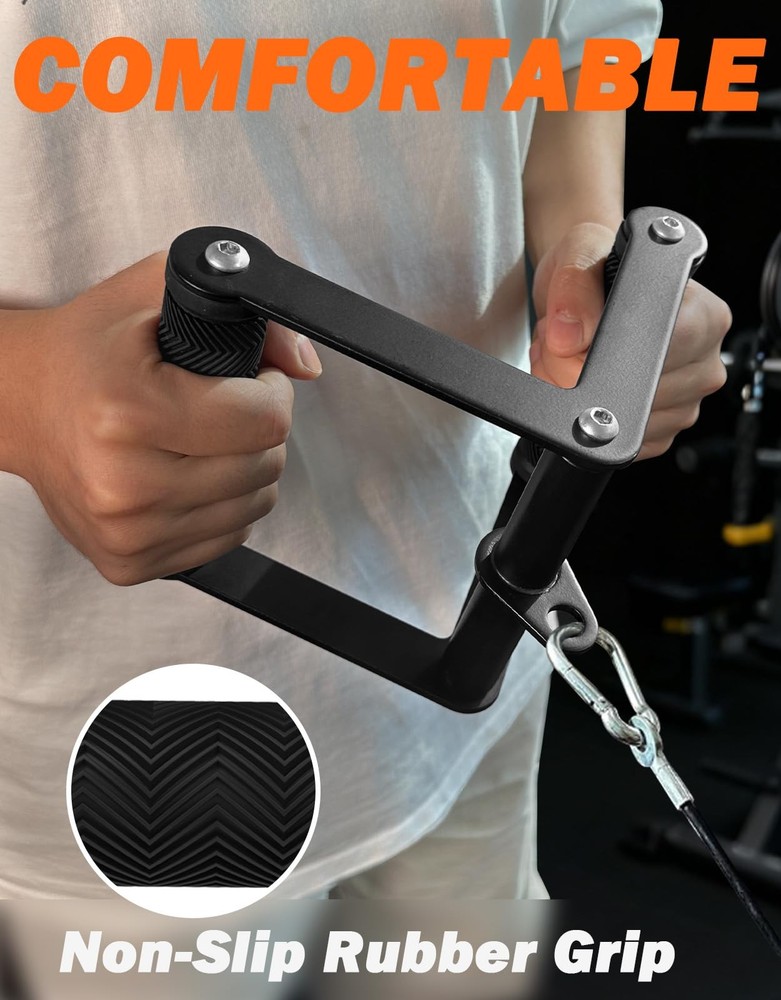 Double D Row Handle Cable Attachments for T Bar Rows, LAT Pulldowns, Home Gym