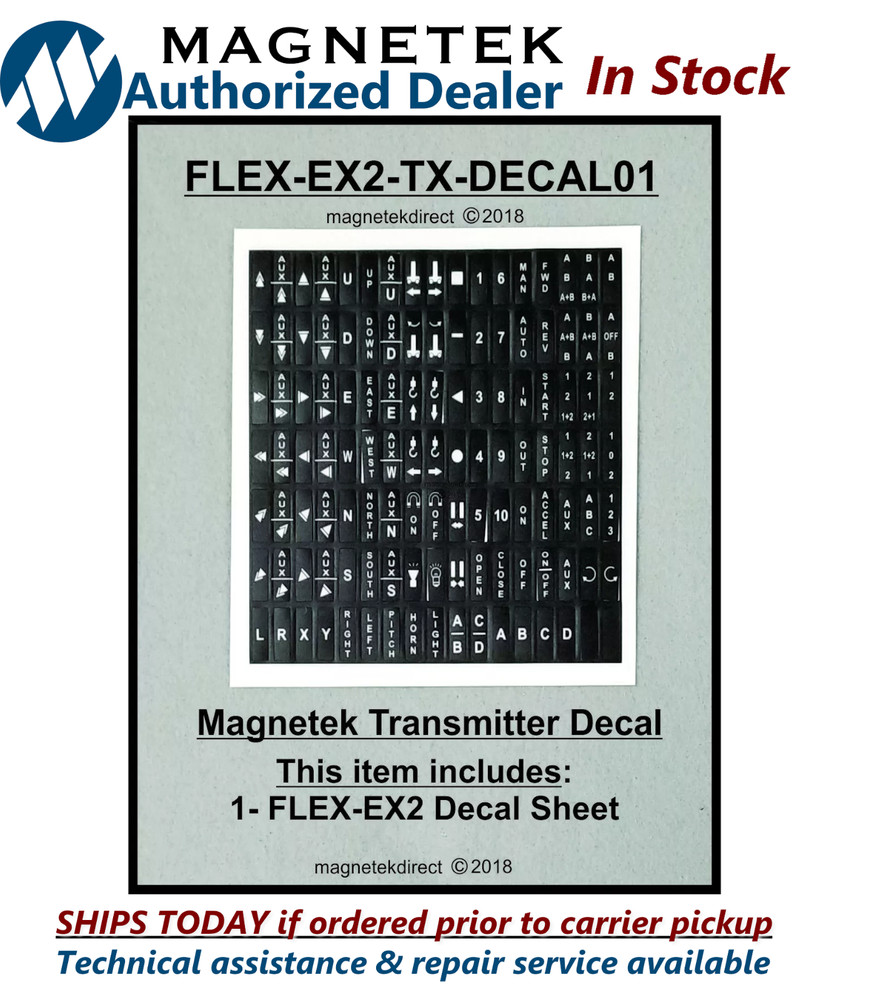 Magnetek FLEX-EX2-TX-DECAL01 Transmitter Push Button Decal Labels 4EX2 6EX2 8EX2