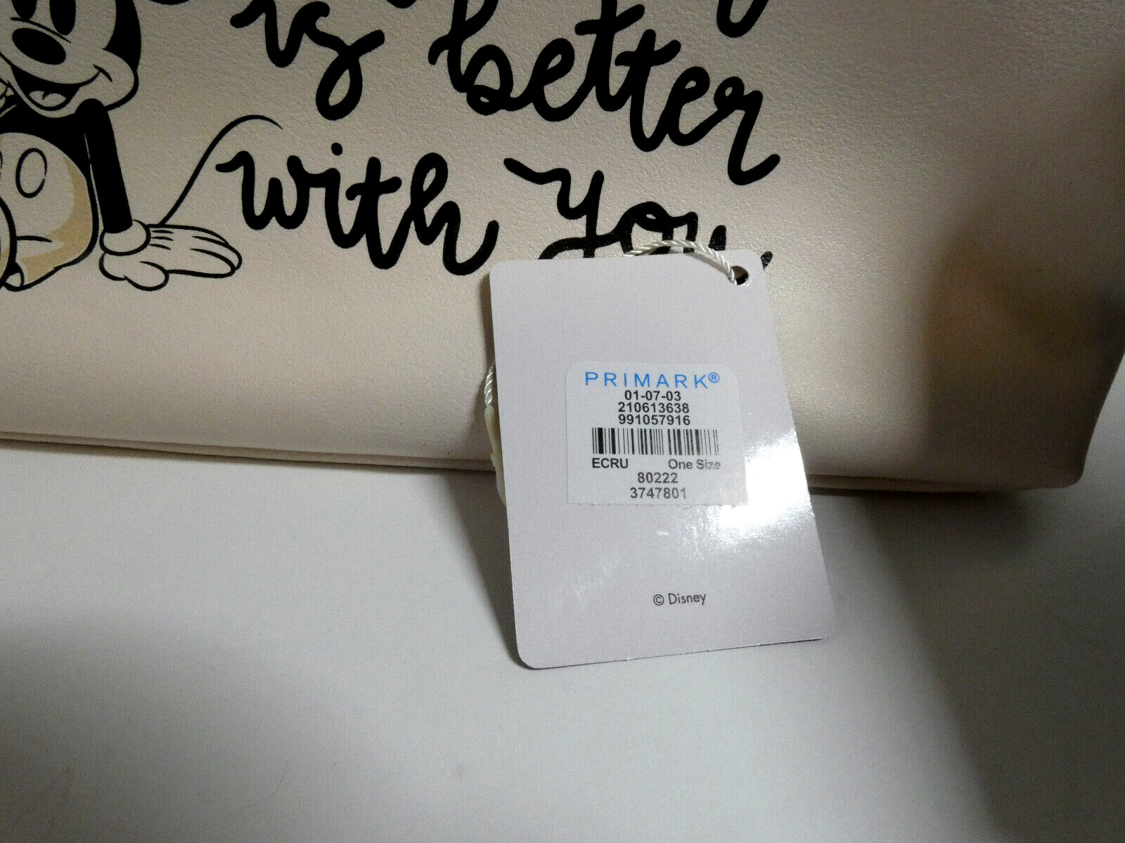 Mickey Mouse Cosmetic Bag White & Removable Pouch Disney Travel Case Makeup NWT