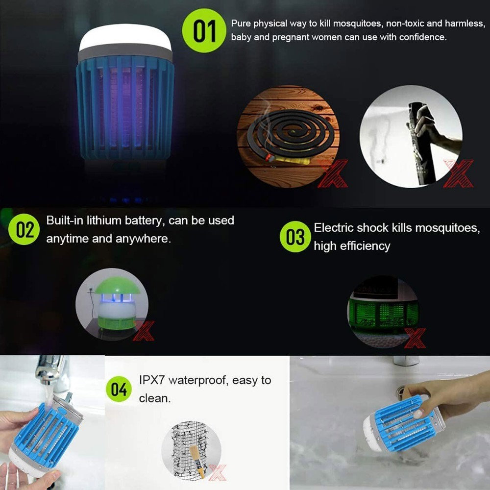 Electronic Solar Mosquito Killer Lamp USB Hanging Light Fly Bug Insect Zapper