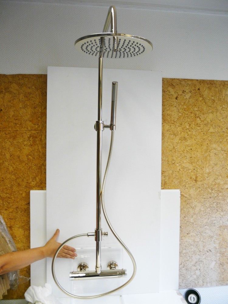 Chute Rain Shower Solid Brass, Shower System, Shower Head, Thermostat, New, Java