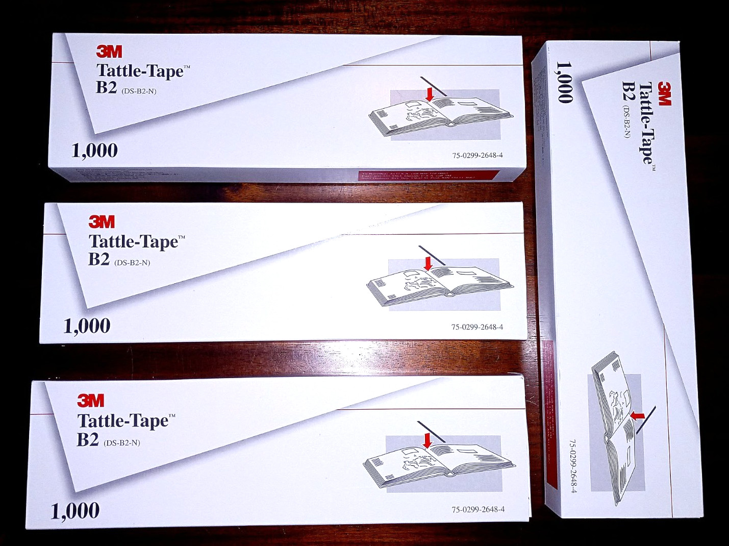 3M Tattle Tape B2 Library Book Security Strips 1000 Magnetic Adhesive LOT of 4!