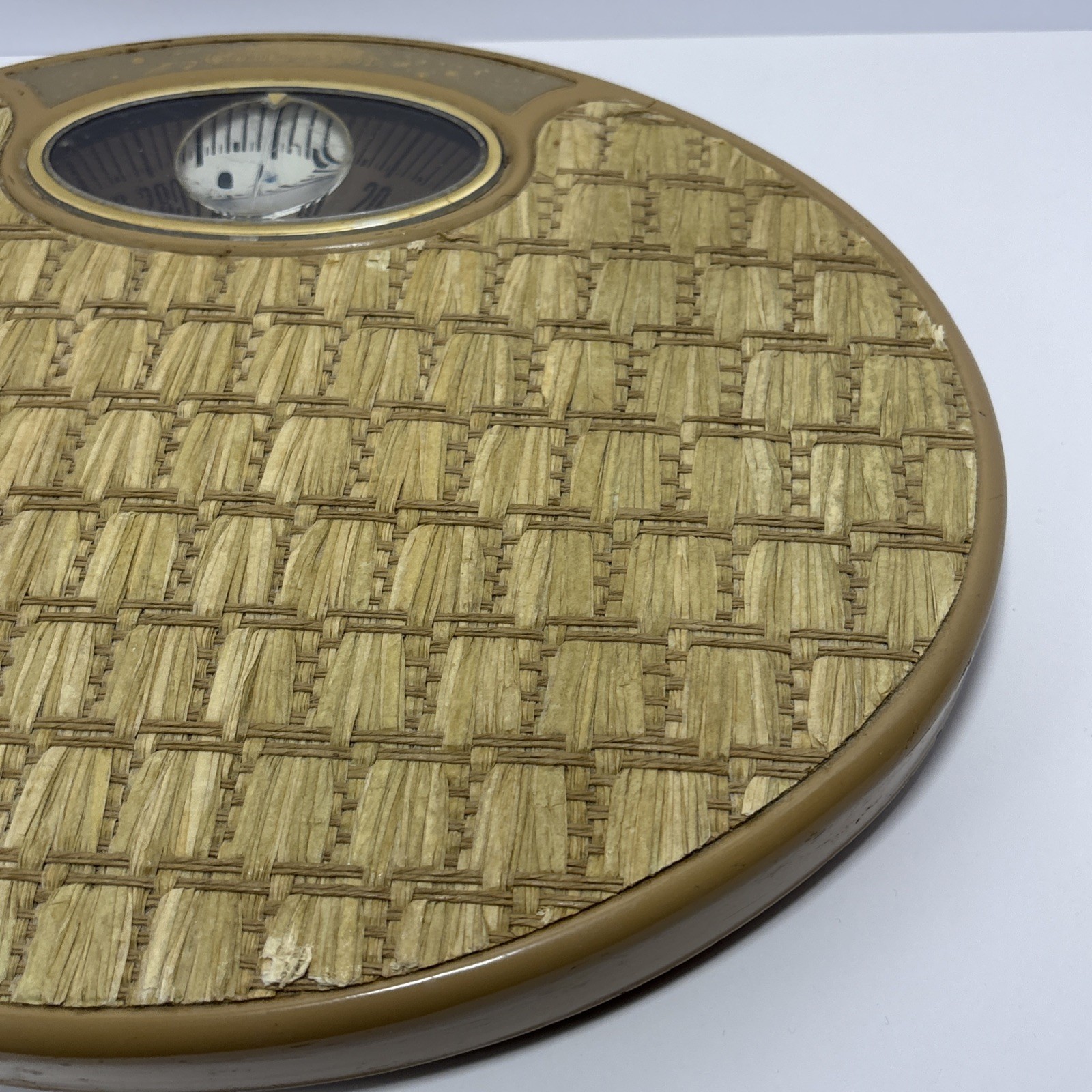 VTG Counselor Oval Bubble Viewer Bathroom Scale Mid Century Modern Rattan - USA