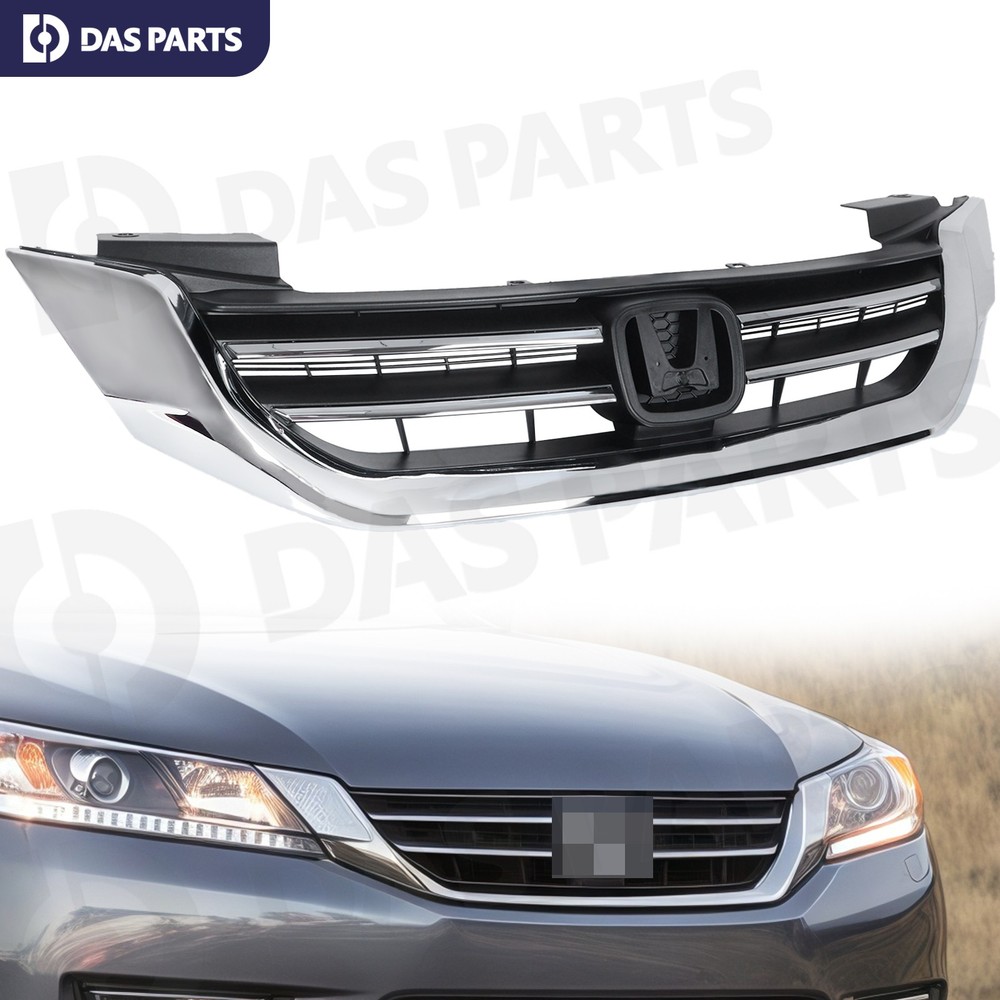 Chrome Front Upper Bumper Radiator Grille New For Honda Accord 2013 2014 2015