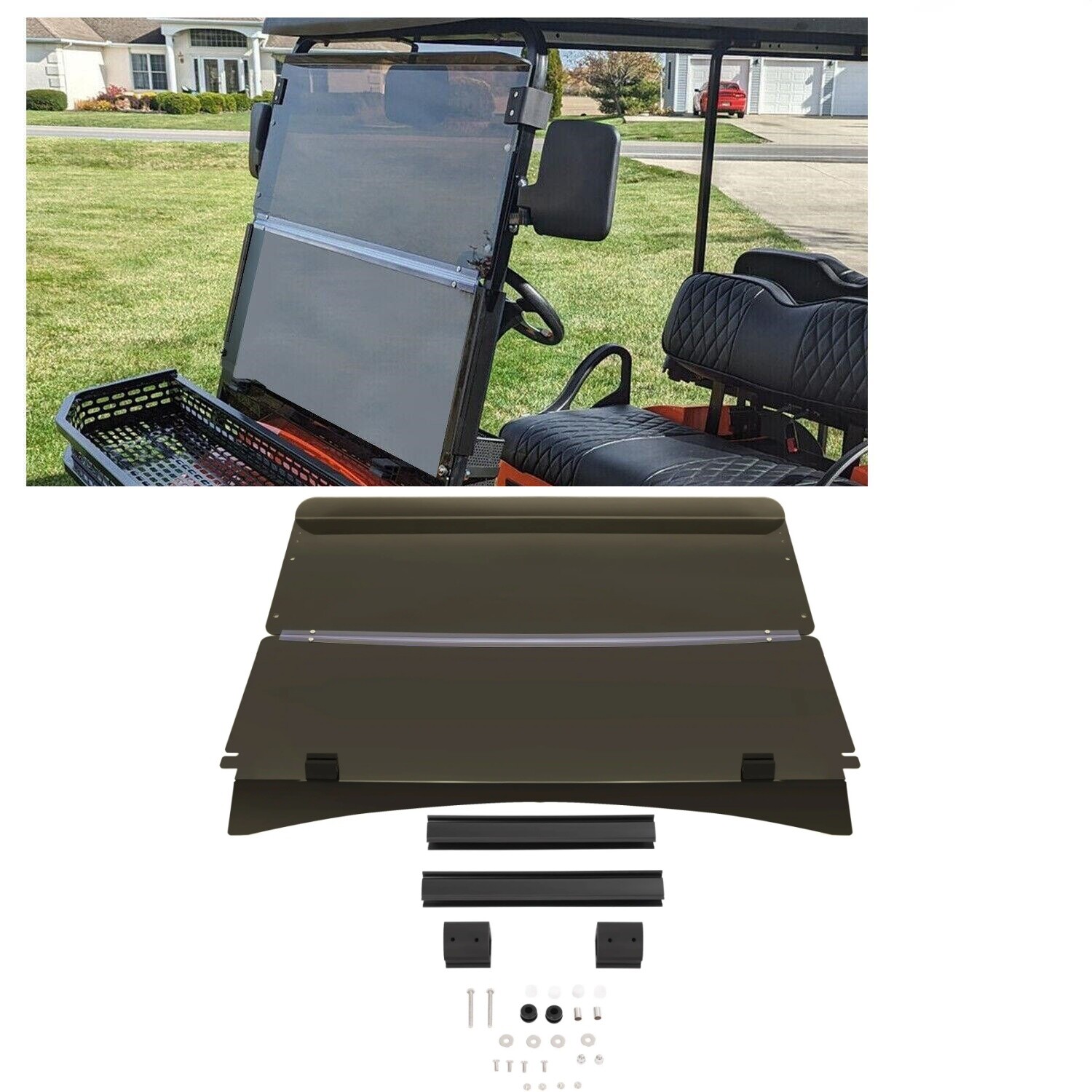 For 2014- UP EZGO TXT Golf Cart Windshield Windscreen Fold Down Folding Tinted