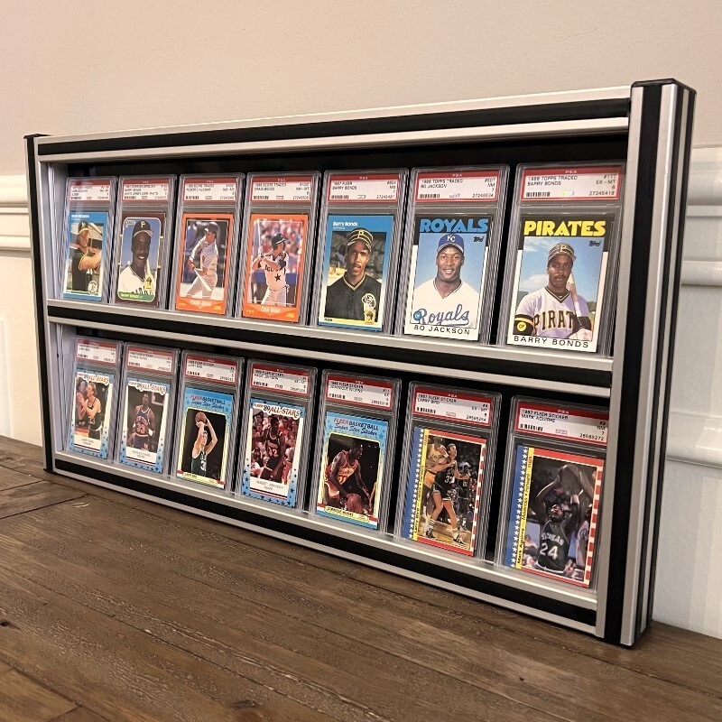 PSA Graded Card Holder Framed Wall Display (2 Shelf Display)