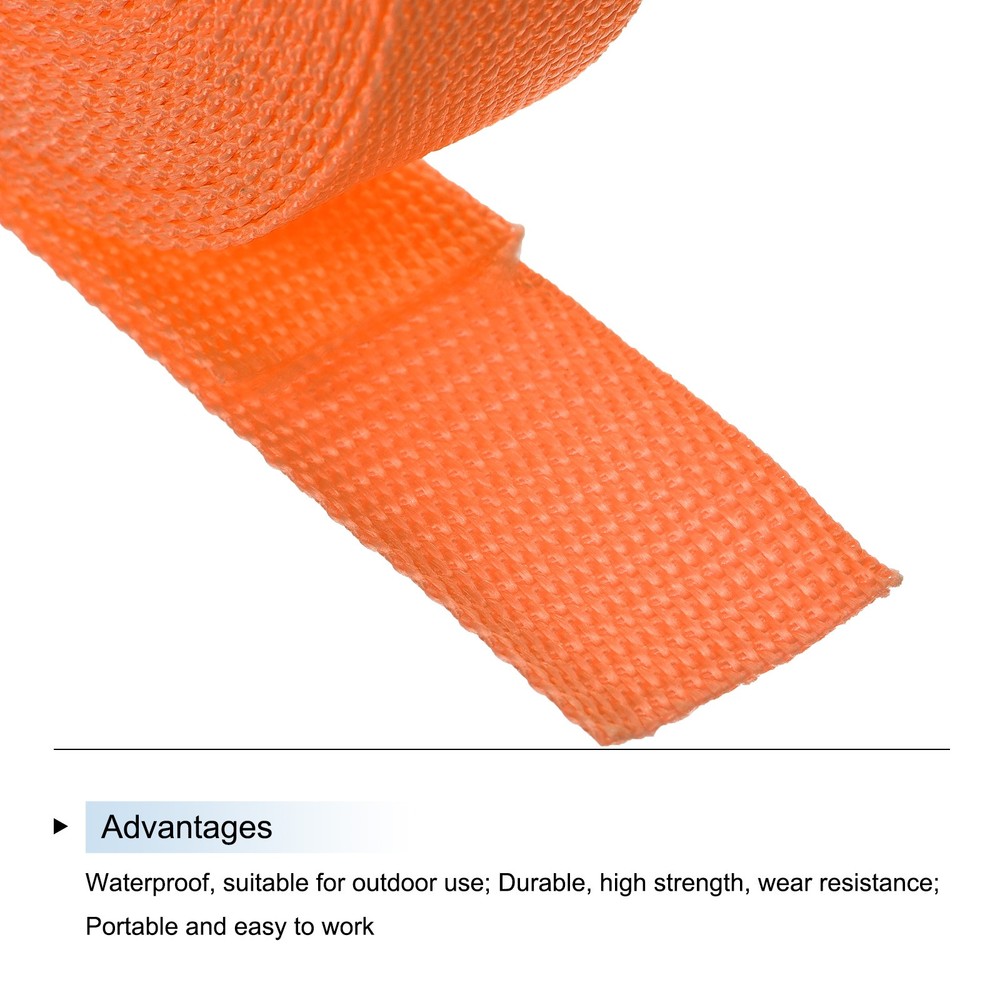 Lightweight Polypropylene Webbing Strap 1 1/4" 10 Yard Backpack Light Orange