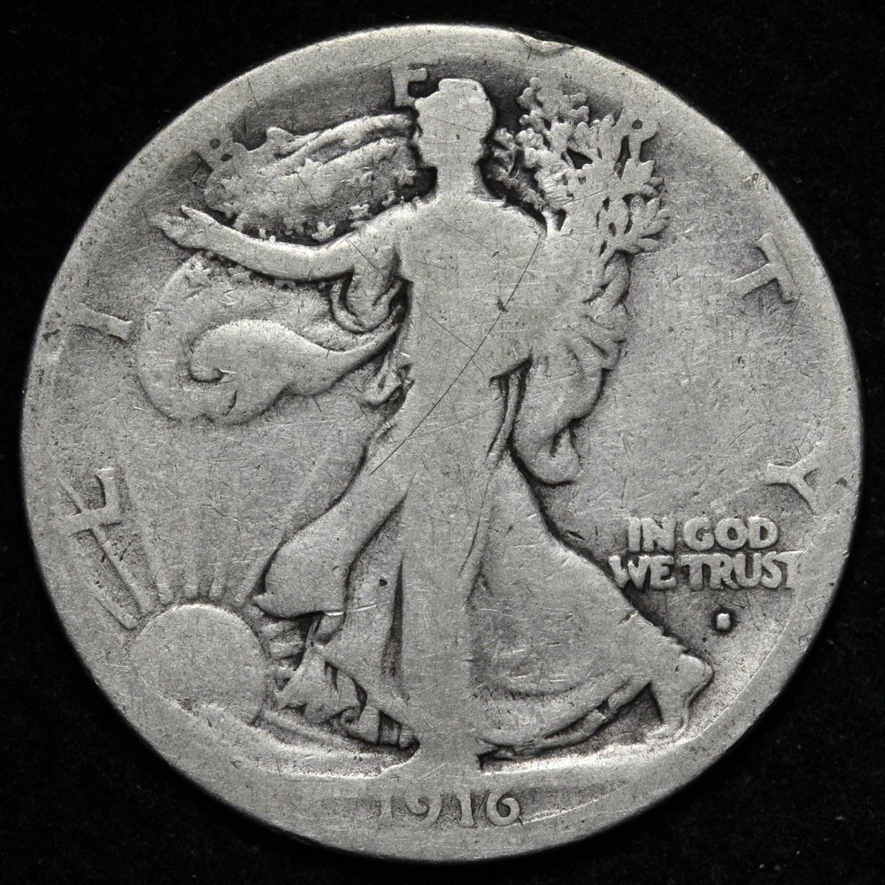 1916-S Walking Liberty Silver Half Dollar VG E348 UTHX