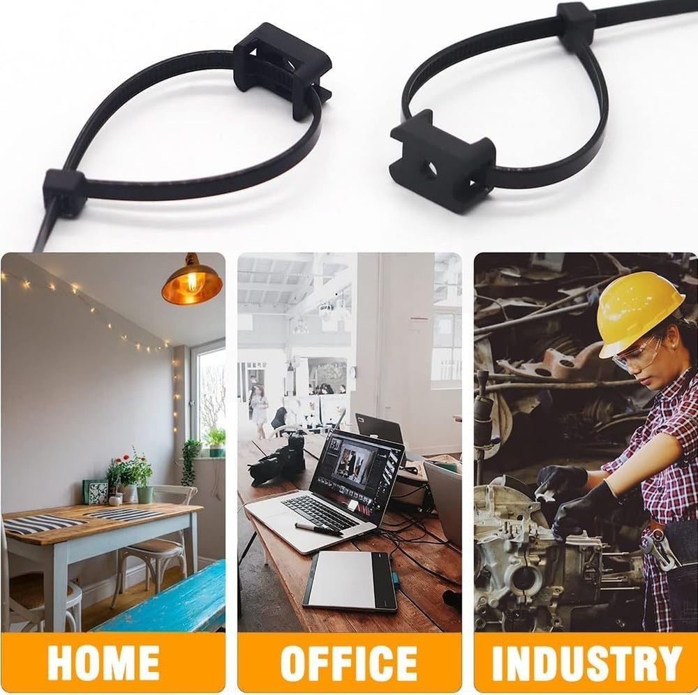 Cable Zip Tie Mounts Kit-100 Pcs Cable Zip Tie Saddle Type Mounts Base with 1...