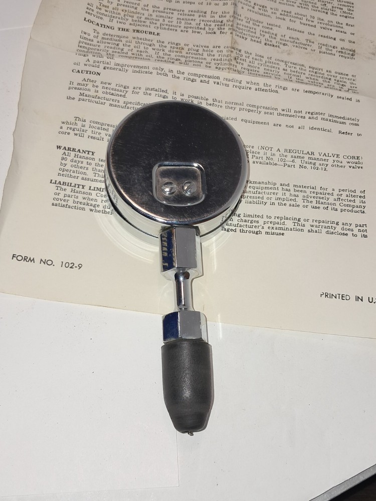 Hanson Model No.5 Compression Tester In Original Box & Paperwork (t)