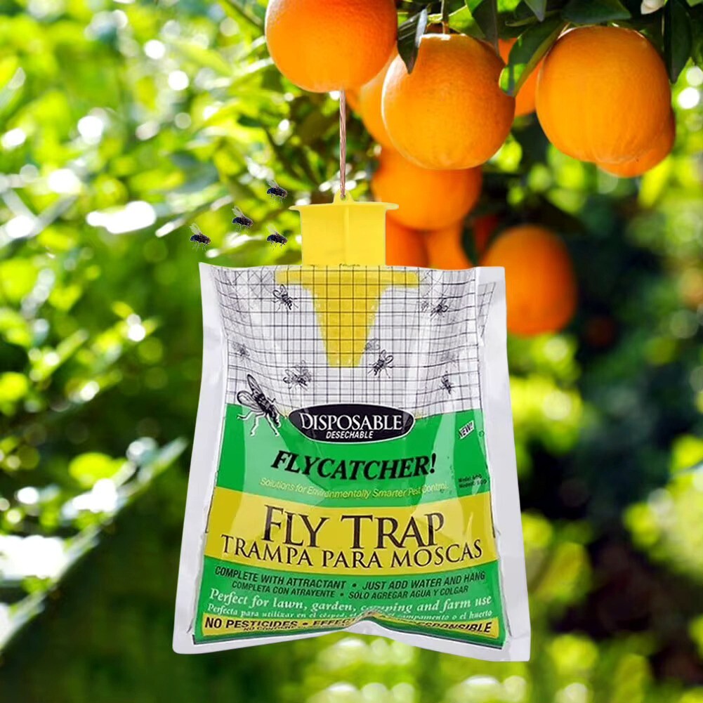 10 Pack Outdoor Fly Traps, Disposable Non Toxic Hanging Catcher Killer Large Bag