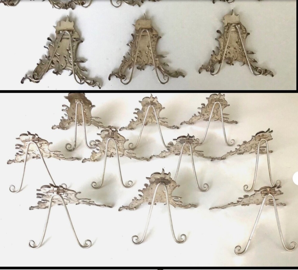 silver German solid silver card menu or name Holder Rococo 10/PS