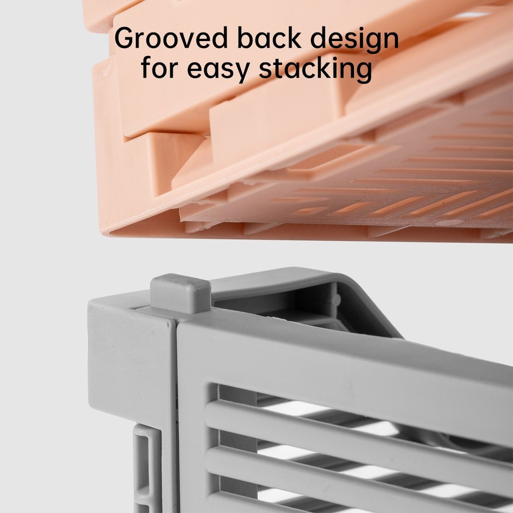 4 Pack Large Collapsible Storage Boxes Plastic Foldable Crate Desk Organizer Bin