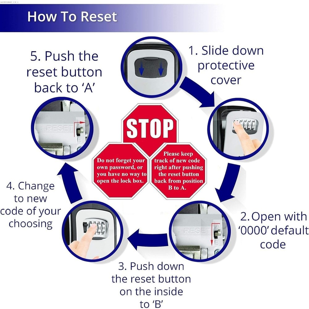 Lock Box for Keys with Code, Wall Mount Key Lock Box Combination, 4-Digit Res...