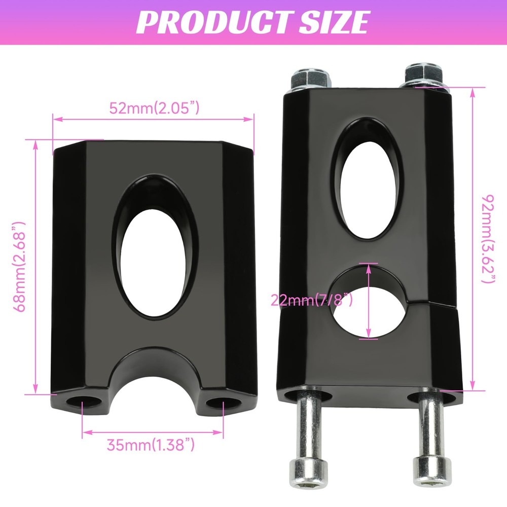 Mini Bike Handlebar Risers 7/8 22mm Riser Replacement black
