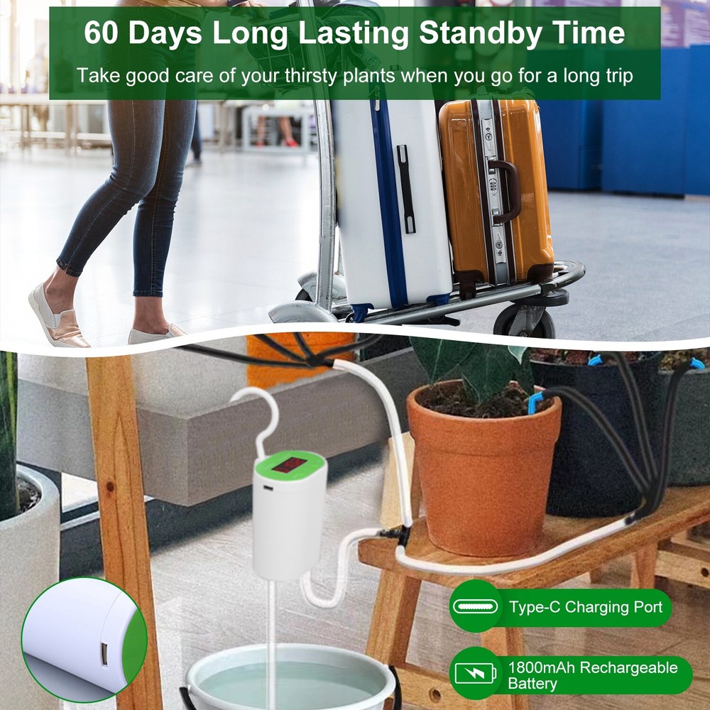 Rechargeable Automatic Watering Irrigation System With Timer Pump For 12 Plants
