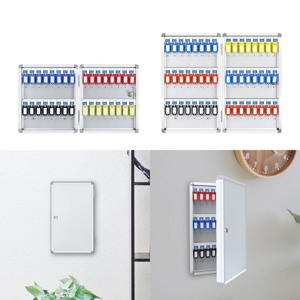 Wall Mounted Key Storage Box Locker Box Key Holder with Hooks