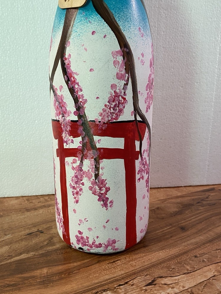 Handpainted Wine Bottle Labeled Misawa 15½"