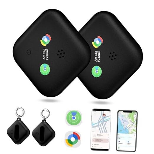 Dual-System Bluetooth Tracker for iOS or Android Key Black - 2 Pack