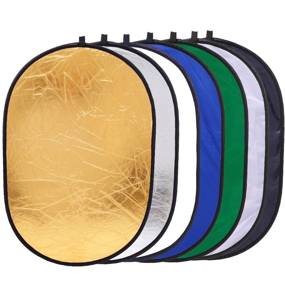 7-in-1 Photography Reflector (Rectangular)– Translucent/Silver/Gold/White/Bla...