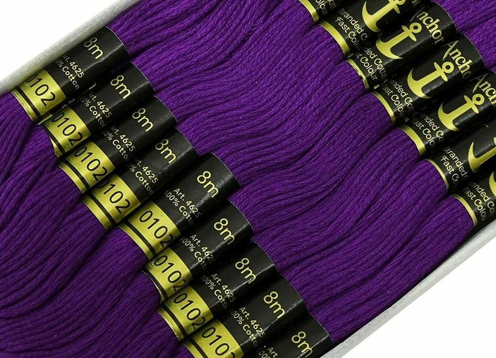 Anchor Threads Cross Stitch Stranded Cotton Thread Hand Embroidery Floss Purple