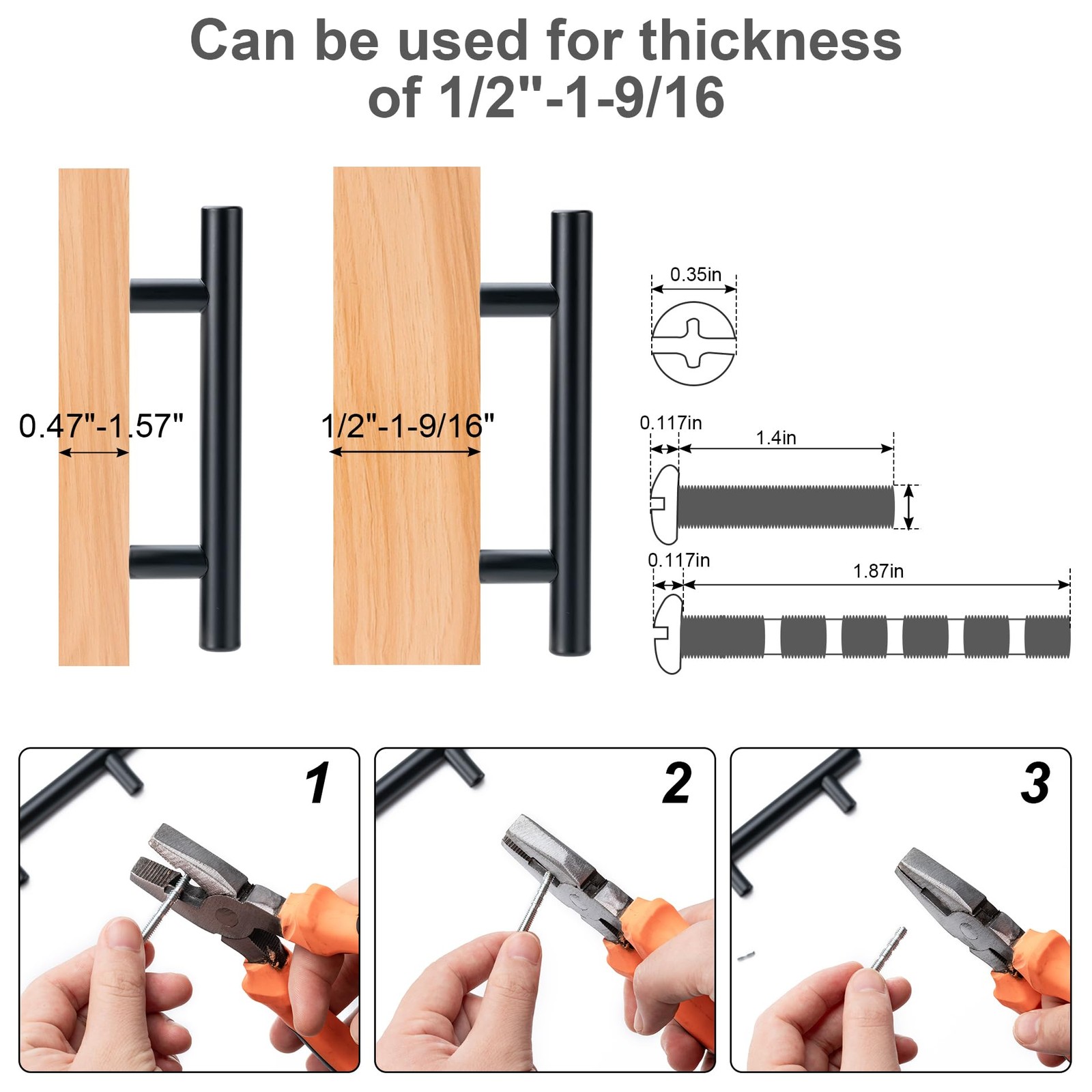 10 Pack Cabinet Pulls Matte Black Stainless Cabinet Handles, for Kitchen and Bat