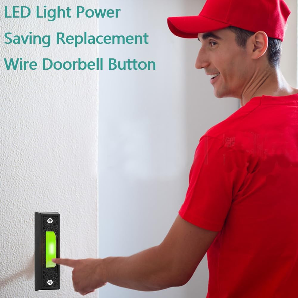 LED Lighted Doorbell Button Wired, Door Bell Ringer Push Buttons Replacement Wal