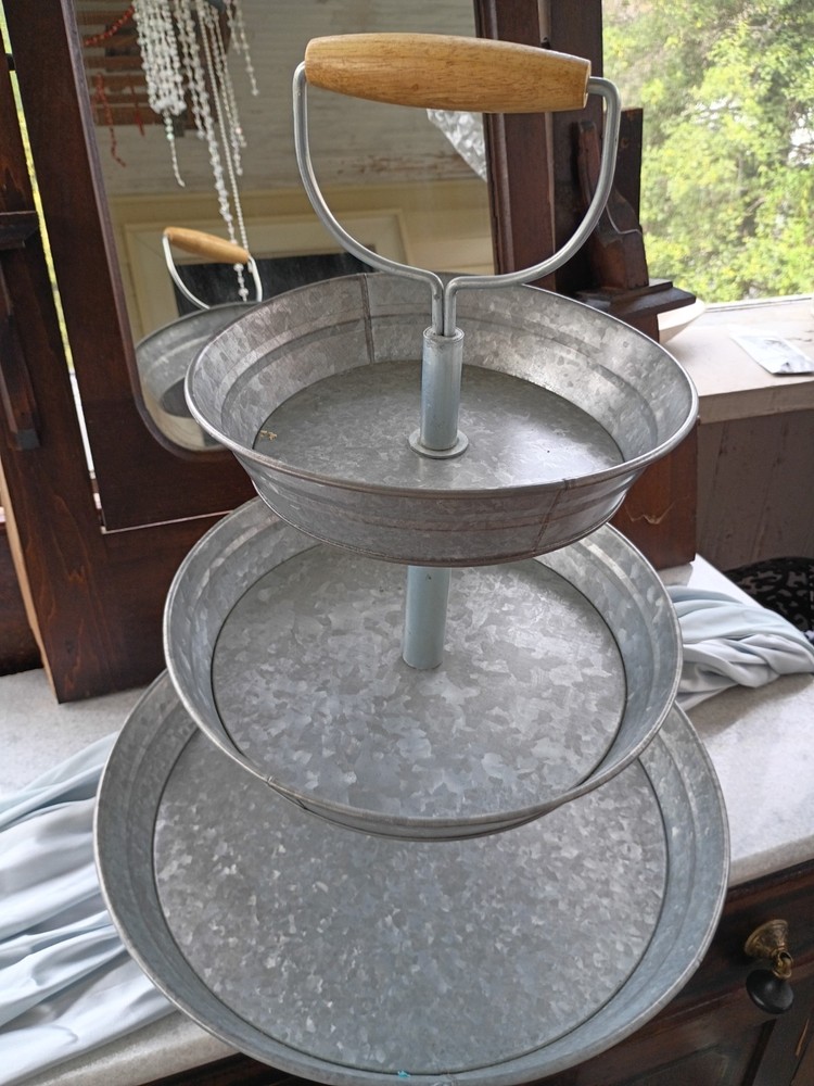 3-Tier Galvanized Catering Serving Tray Decor