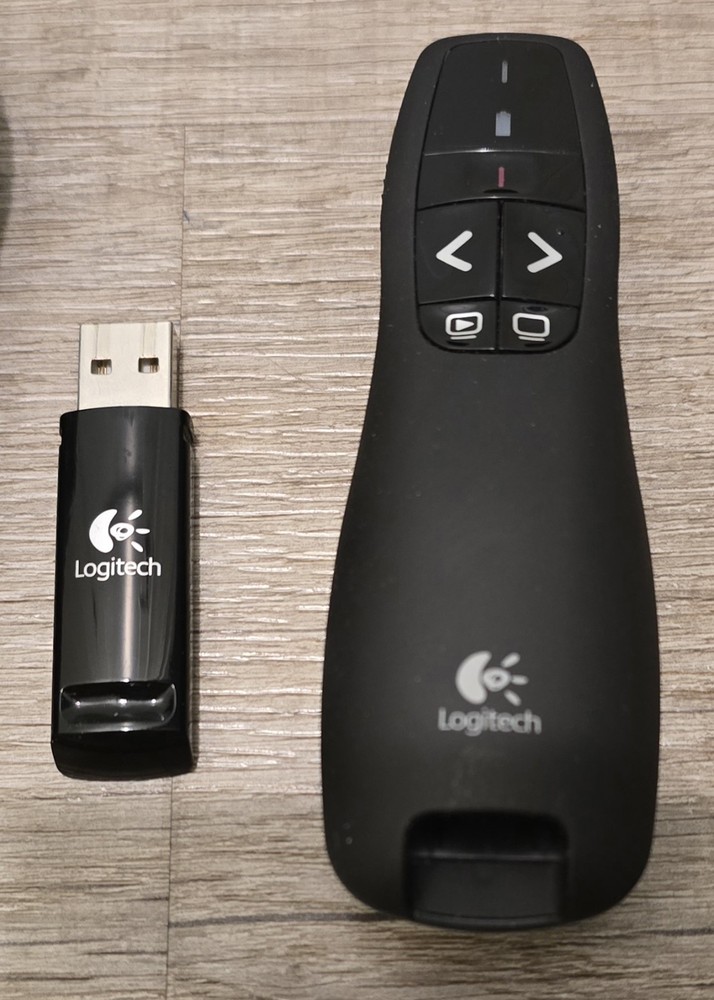 Logitech R400 Laser Presentation Remote Control Black. Used in great condition