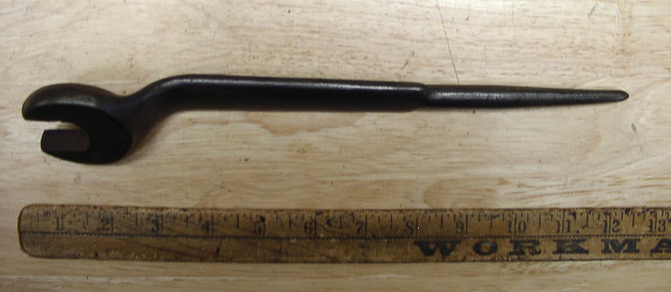 Vntg Unreadable Brand USA Spud Wrench,7/8" X 11-5/8",Iron Worker,Skyscraper,VG