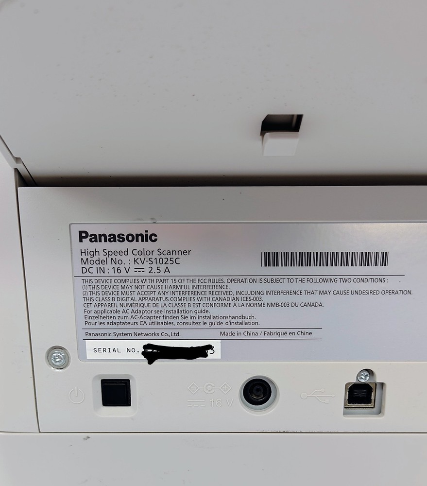 Panasonic KV-S1025C High Speed Duplex Sheetfed Document Scanner w/Power - Tested