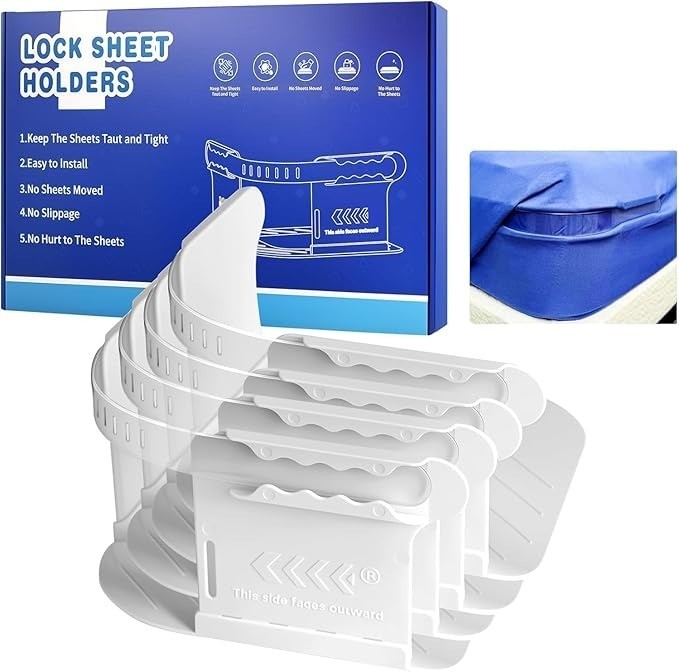 Heavy Duty Bed Sheet Holder Clips 4PCS White Plastic Corner Fastener Fits All