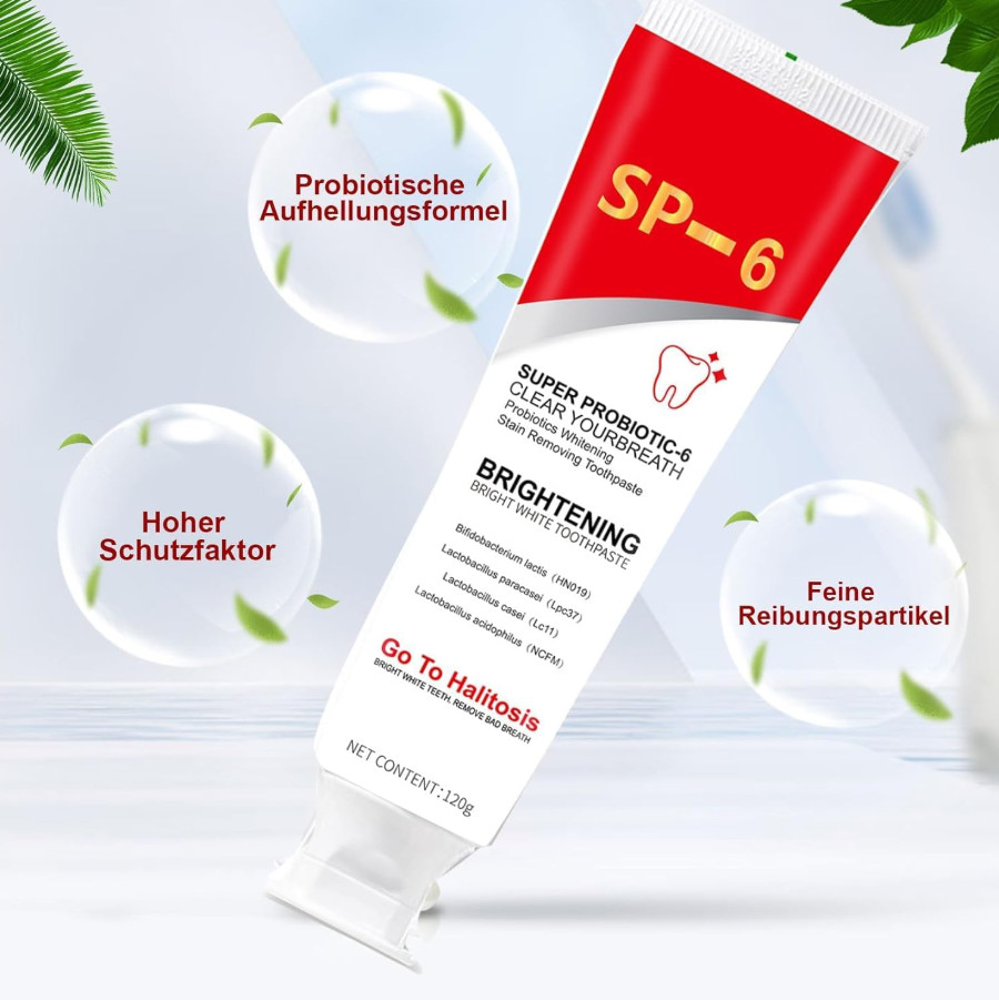 2 Pcs Super Probiotic SP-6 Toothpaste, Probiotics Bright White Toothpaste, Sp 6,