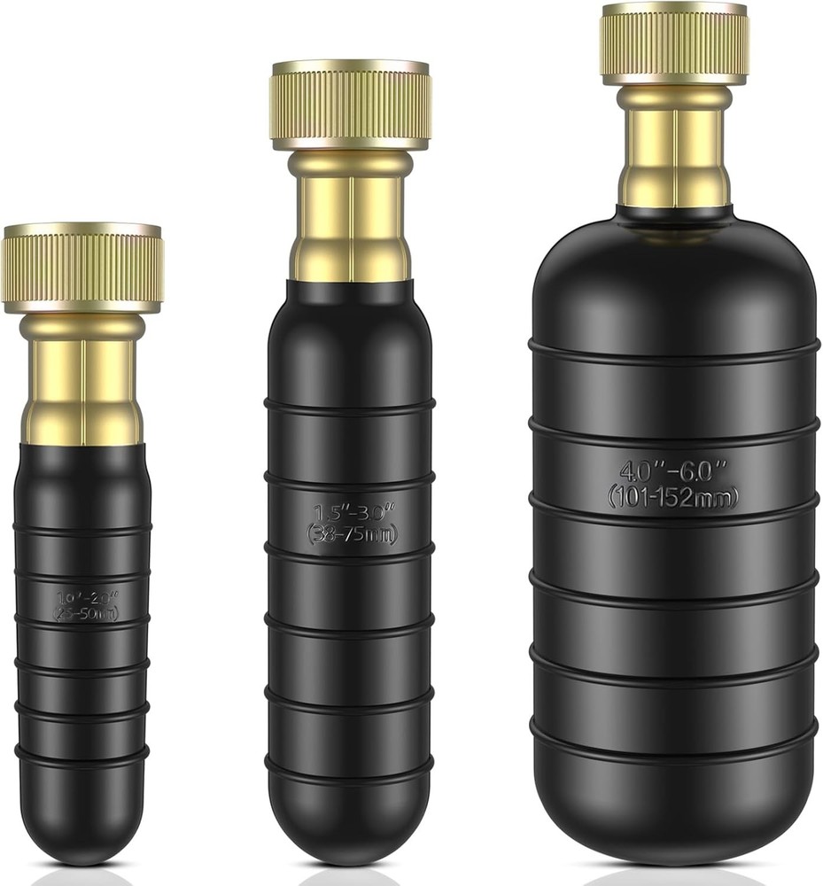 3-Pack Drain Bladder Kit, Water-Powered Rubber Drain Cleaning Bladder