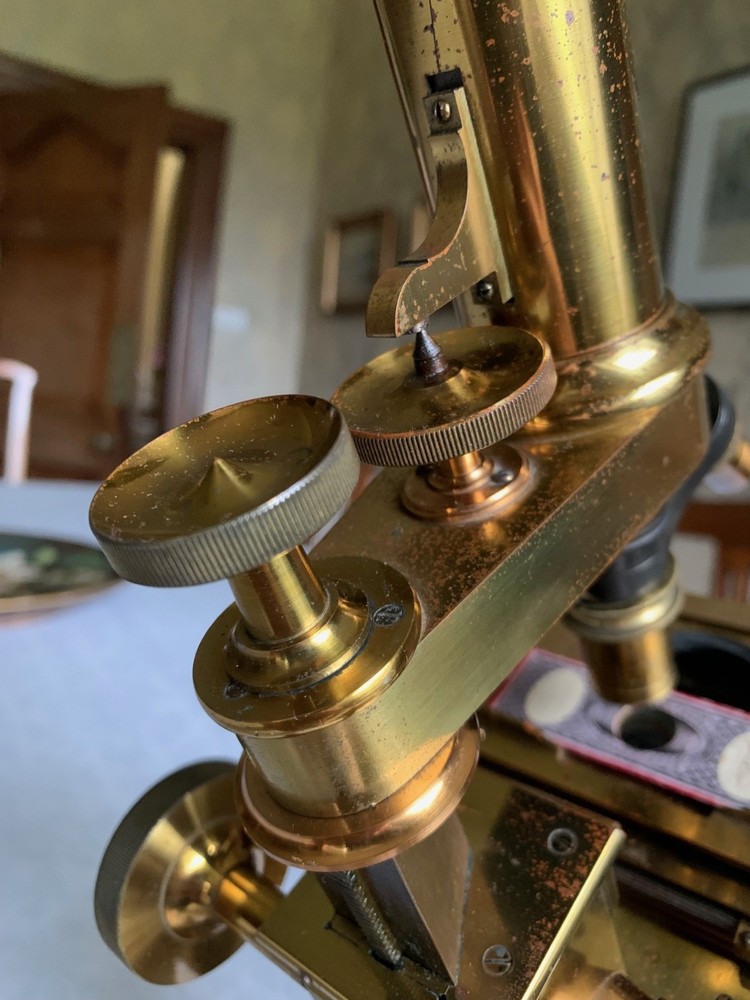 Large Antique C. Baker No. 2 - Compound Bar-limb Brass Microscope - circa 1860