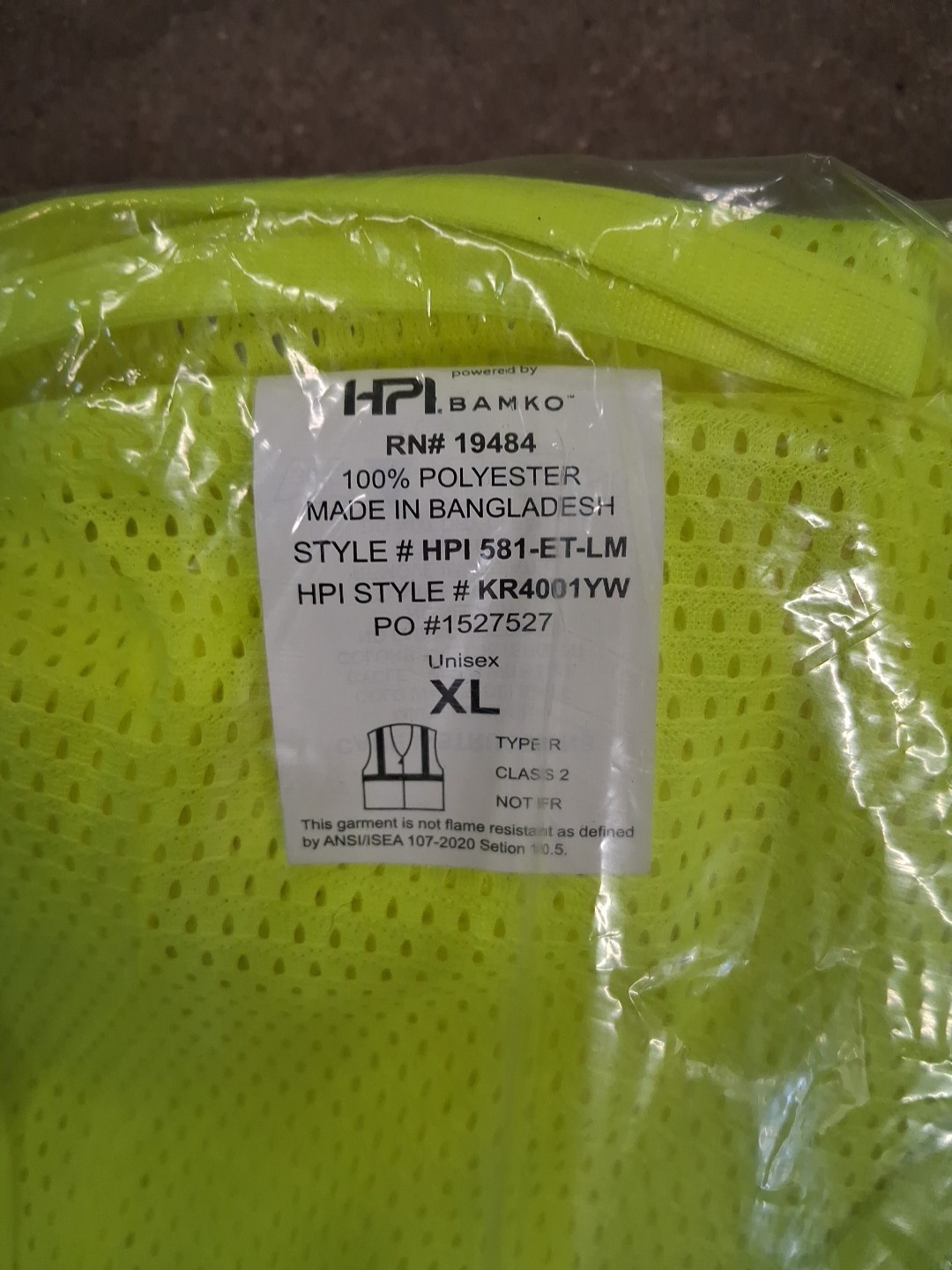 NEW (6) Sz. XL Lime Green Reflective Break Away Vest KR4001YM