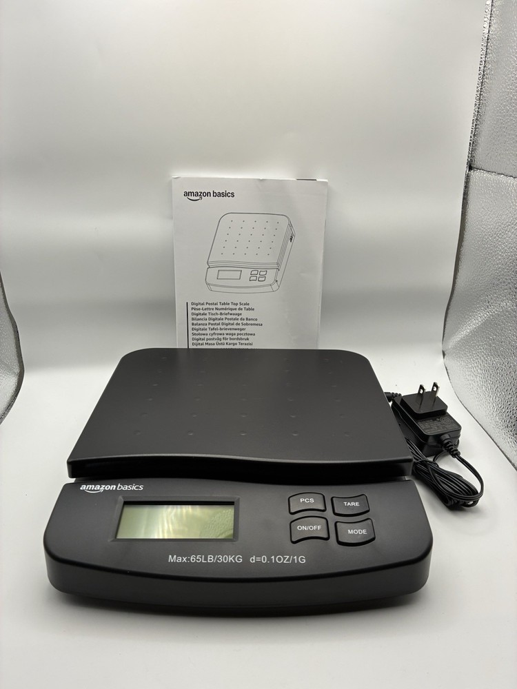 Amazon Basics Digital Postal Table Top Scale, AC Adapter,65 pound, Black Working