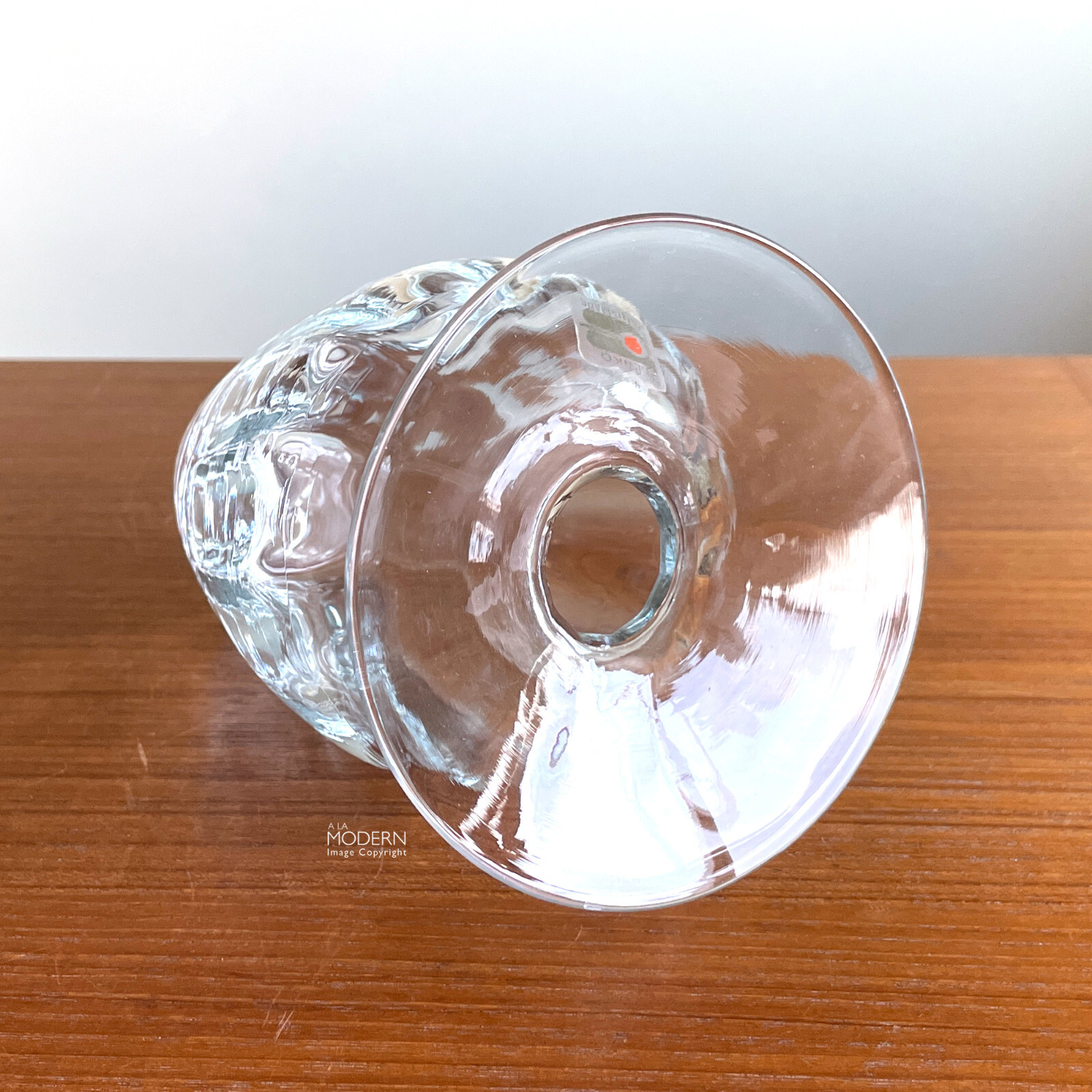 Blenko Glass Orchid Clear Glass No. 9543 Modern 6" Vase w/ Sticker