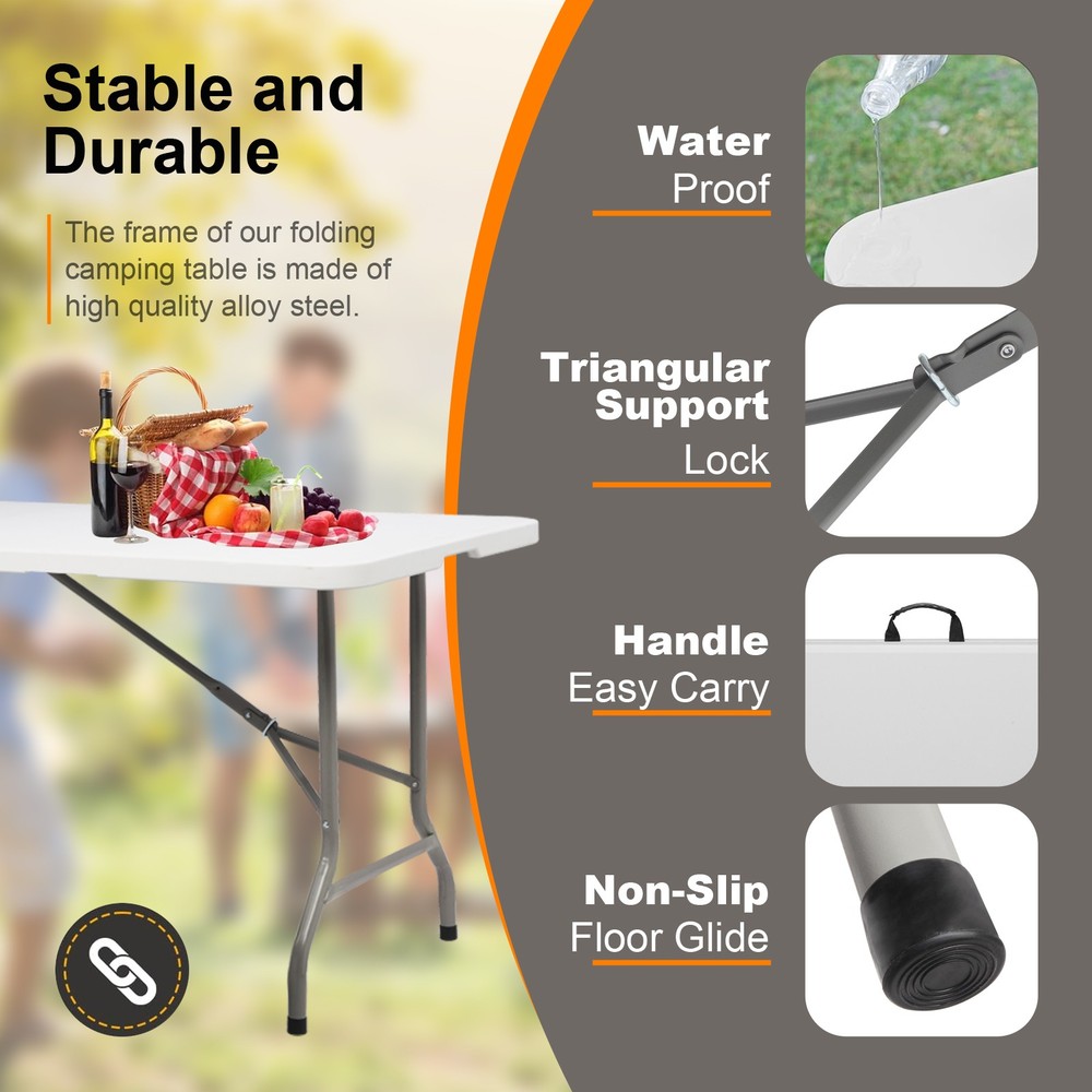 6FT Outdoor Courtyard Foldable Long Table,in stock