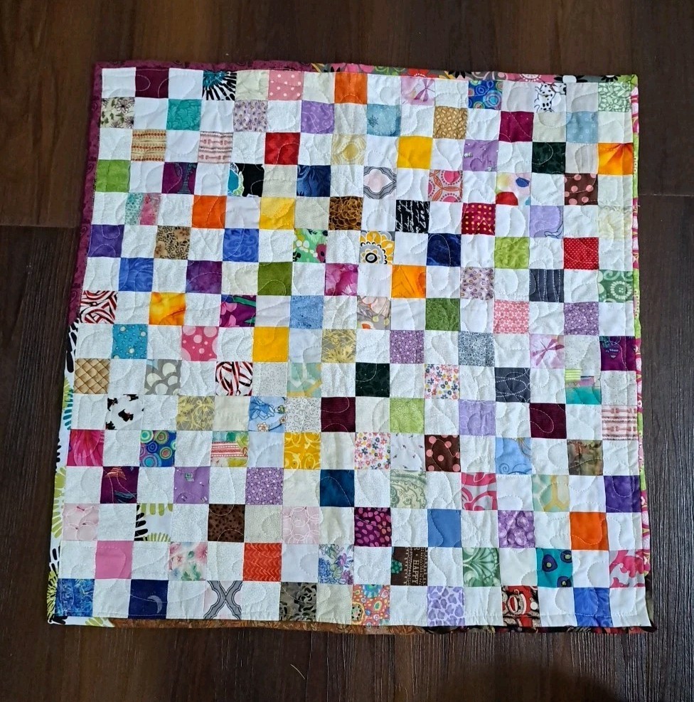 Small 24×24 Multicolor Squares Doll Quilt