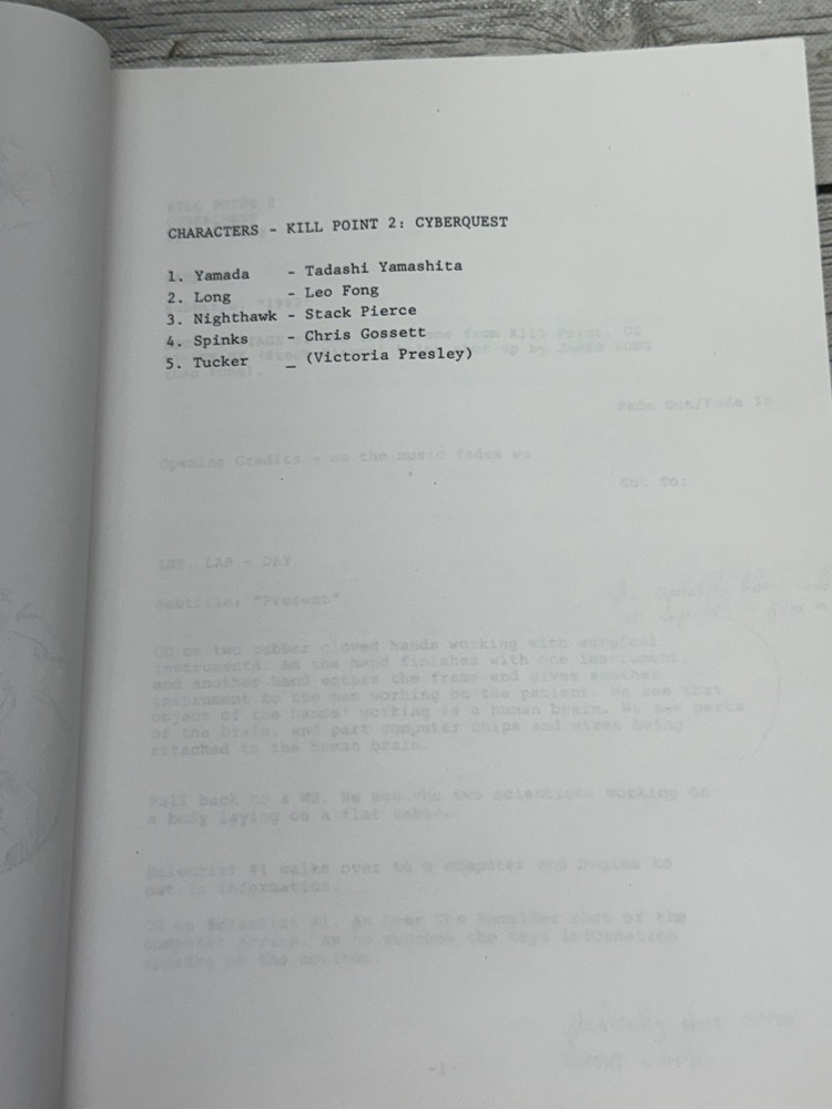 Vintage 1995 Killpoint 2 Cyberquest Script First Draft Leo T Fong