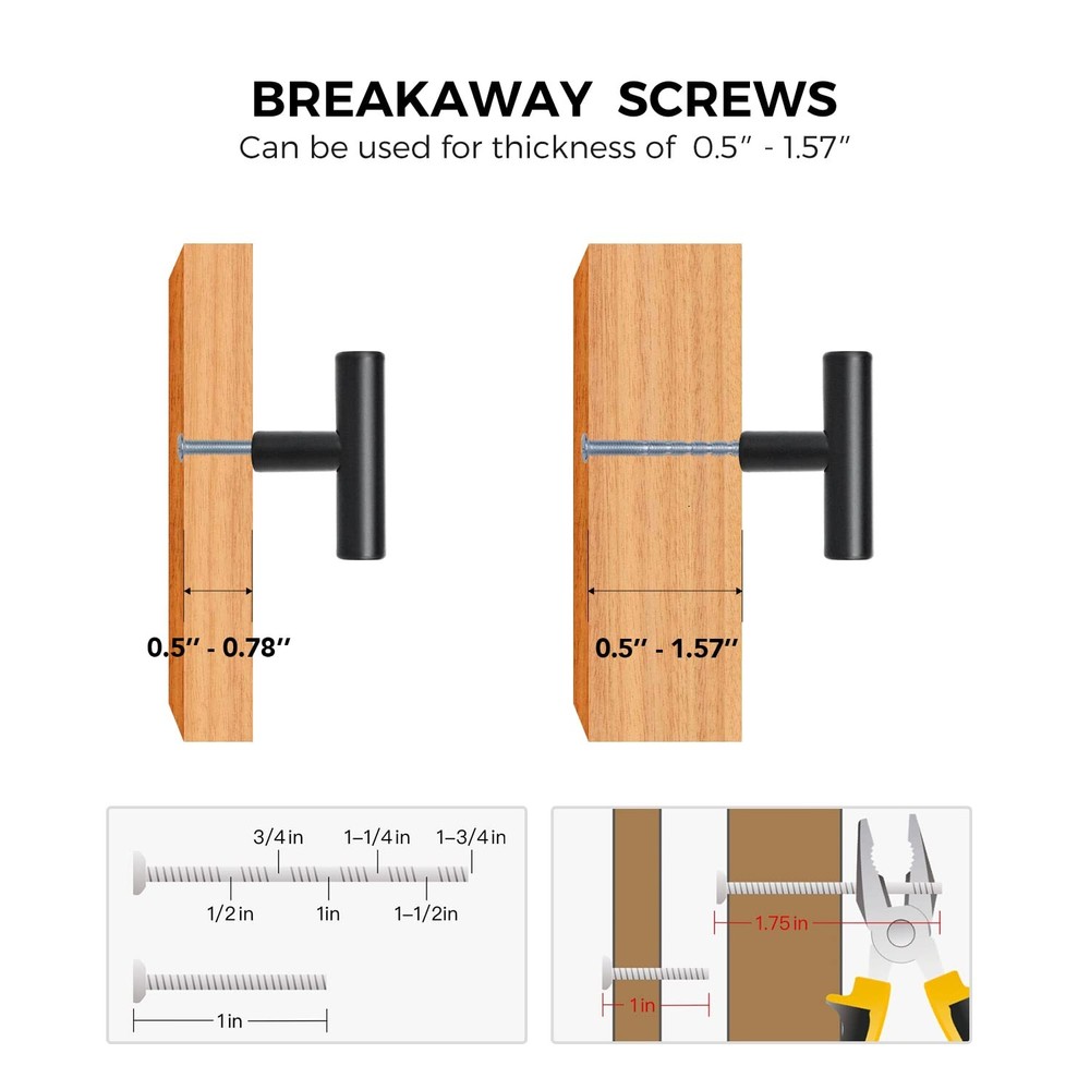 10 Pack Matte Black 2 Inch Cabinet Knobs Stainless Steel Pulls Hardware