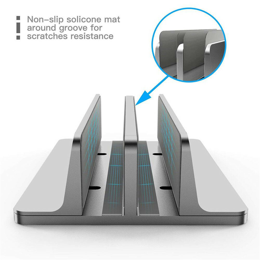 Vertical Laptop Stand, Double Desktop Stand Holder with Adjustable Dock Mounts